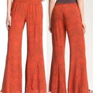 Free People Paisley Red  Flare Pant